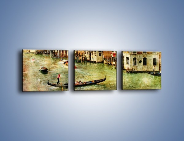Obraz na płótnie – Weneckie Canal Grande w stylu vintage – trzyczęściowy AM643W1