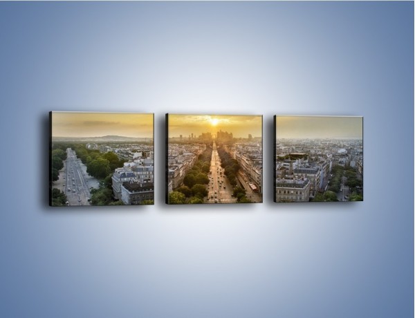Obraz na płótnie – Zachód słońca nad Paryżem – trzyczęściowy AM649W1