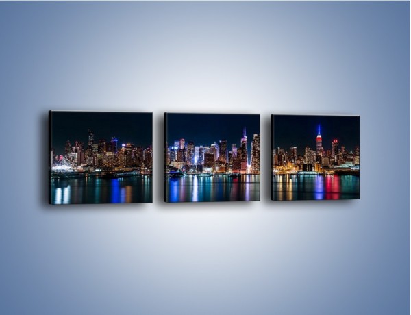 Obraz na płótnie – Nocna panorama Nowego Yorku – trzyczęściowy AM658W1