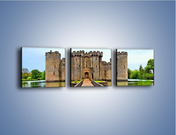 Obraz na płótnie – Zamek Bodiam w Wielkiej Brytanii – trzyczęściowy AM692W1
