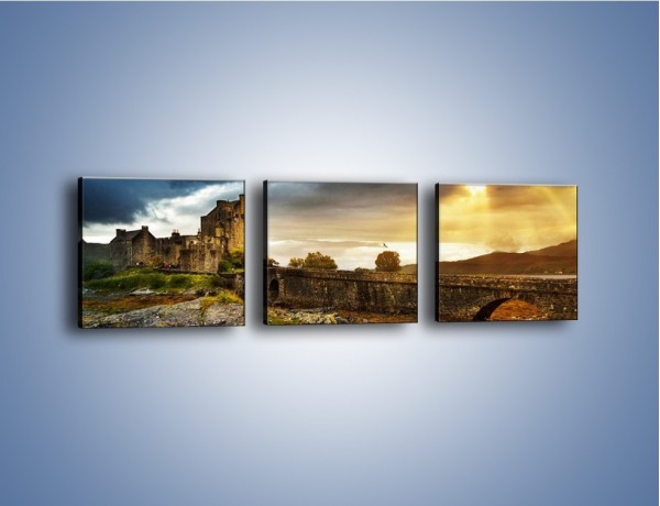 Obraz na płótnie – Zamek Eilean Donan w Szkocji – trzyczęściowy AM697W1