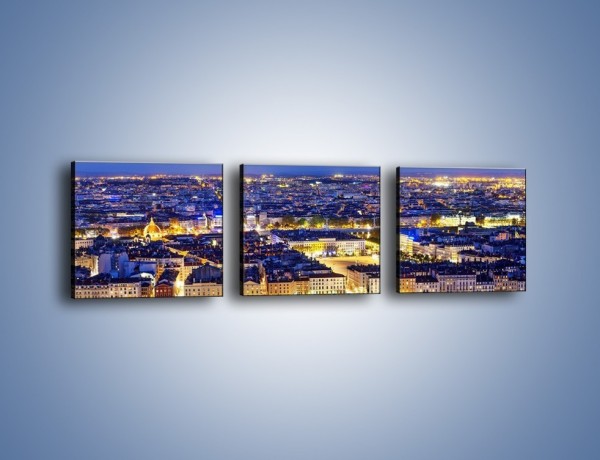 Obraz na płótnie – Nocna panorama Lyonu – trzyczęściowy AM707W1
