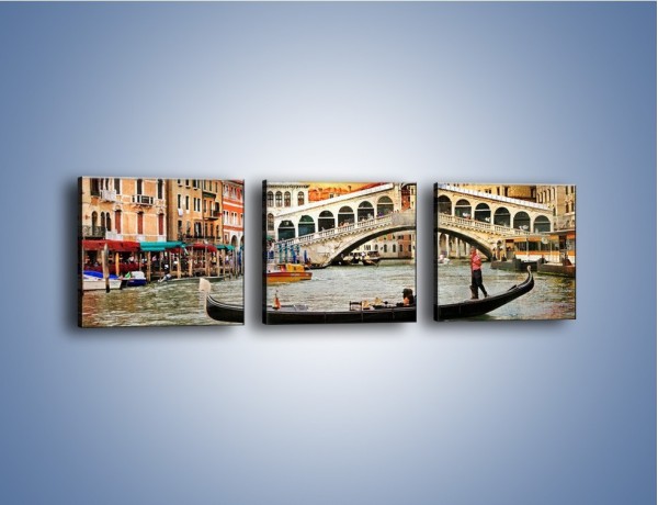 Obraz na płótnie – Most Rialto w Wenecji w stylu vintage – trzyczęściowy AM711W1