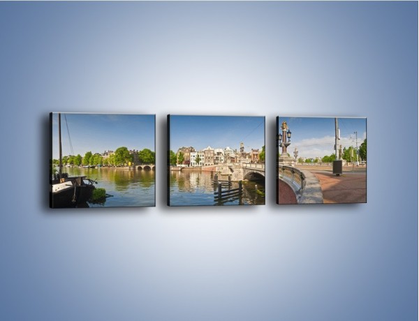 Obraz na płótnie – Most Blauwbrug w Amsterdamie – trzyczęściowy AM713W1