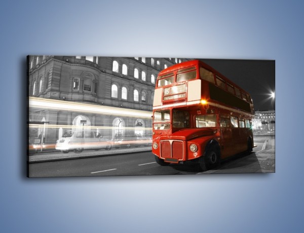 Obraz na płótnie – Czerwony autobus w Londynie – jednoczęściowy panoramiczny AM634
