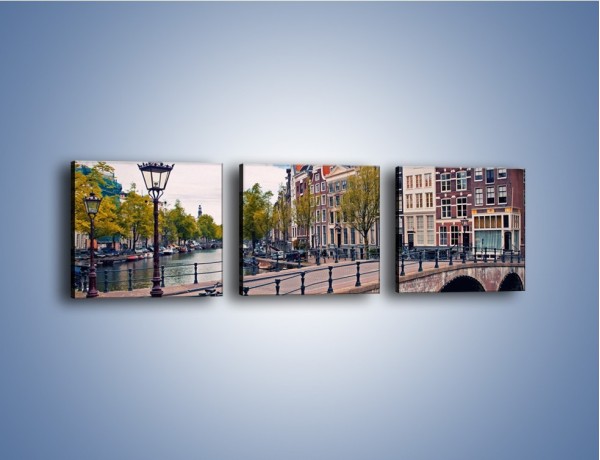 Obraz na płótnie – Kanał i most amsterdamski – trzyczęściowy AM759W1