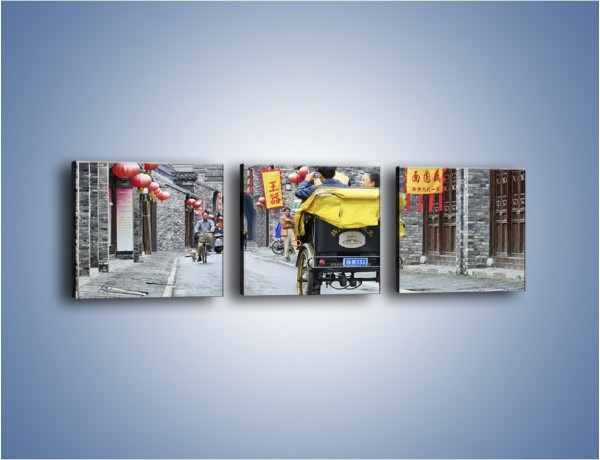Obraz na płótnie – Podróż rikszą w mieście Zhangjiakou – trzyczęściowy AM762W1