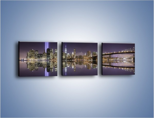 Obraz na płótnie – Świetlne wieże w Nowym Jorku – trzyczęściowy AM769W1