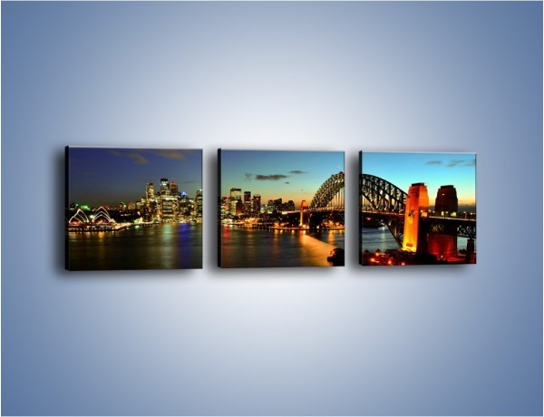 Obraz na płótnie – Panorama Sydney po zmroku – trzyczęściowy AM770W1