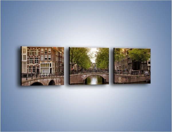 Obraz na płótnie – Amsterdamski kanał – trzyczęściowy AM800W1
