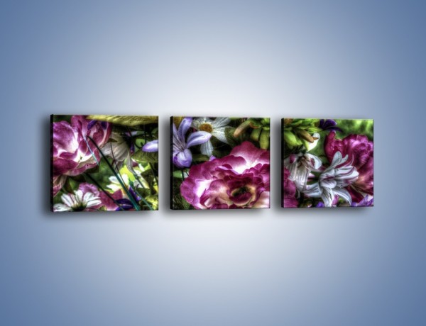 Obraz na płótnie – Kwiaty w różnych odcieniach – trzyczęściowy GR318W1
