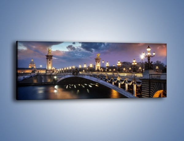 Obraz na płótnie – Most Aleksandra III w świetle lamp – jednoczęściowy panoramiczny AM648