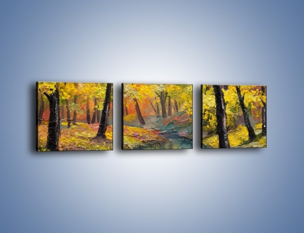 Obraz na płótnie – Jesienną pora w lesie – trzyczęściowy GR434W1