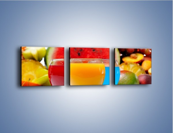 Obraz na płótnie – Kolorowe drineczki z soczystych owoców – trzyczęściowy JN029W1