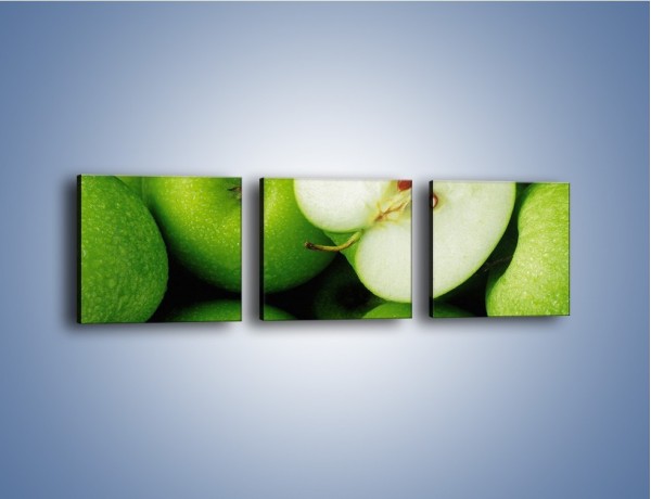 Obraz na płótnie – Zielone jabłuszka – trzyczęściowy JN039W1