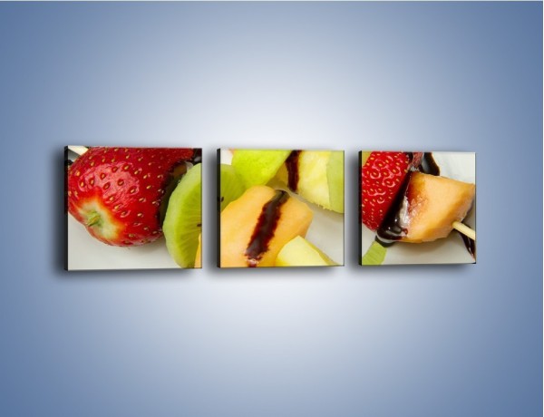 Obraz na płótnie – Czekoladowo-owocowe szaszłyki – trzyczęściowy JN112W1