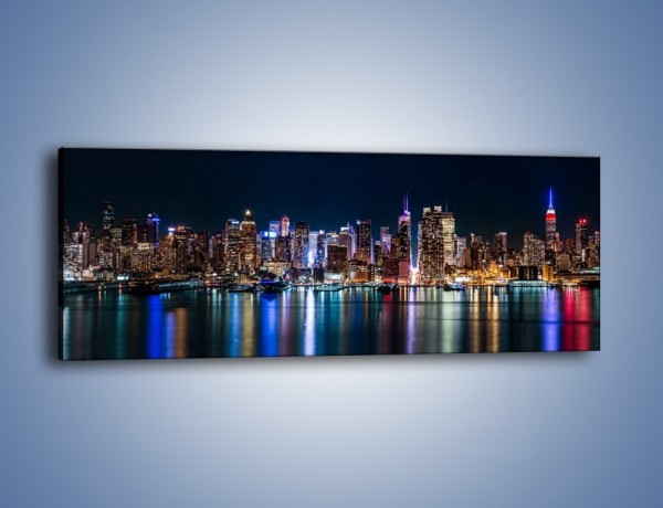 Obraz na płótnie – Nocna panorama Nowego Yorku – jednoczęściowy panoramiczny AM658
