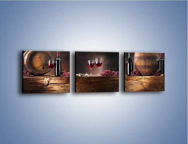 Obraz na płótnie – Beczuszki czerwonego wina – trzyczęściowy JN142W1