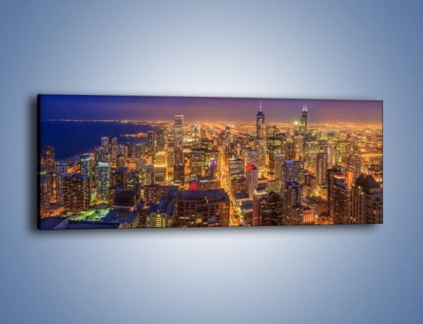 Obraz na płótnie – Panorama Chicago nocą – jednoczęściowy panoramiczny AM663