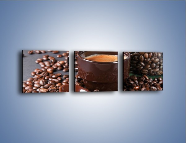 Obraz na płótnie – Kawa w ciemnej filiżance – trzyczęściowy JN348W1