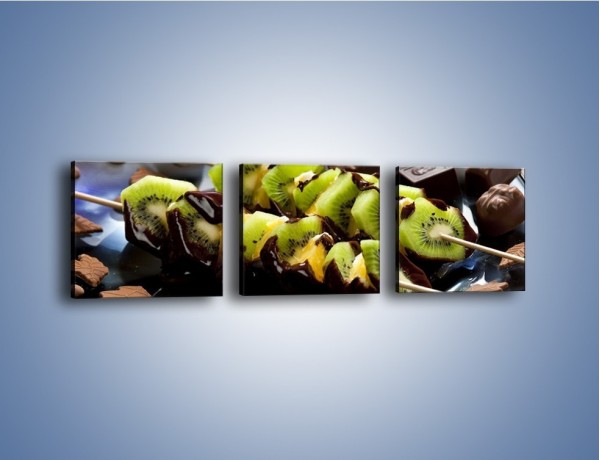 Obraz na płótnie – Owocowe szaszłyki dla dzieci – trzyczęściowy JN352W1