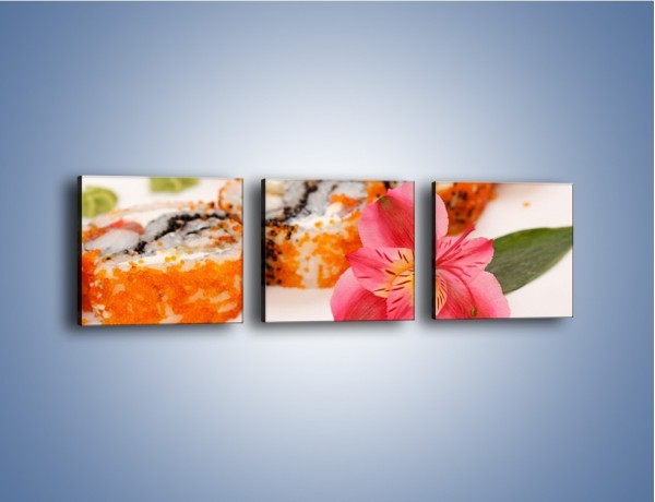 Obraz na płótnie – Sushi z kwiatem – trzyczęściowy JN354W1