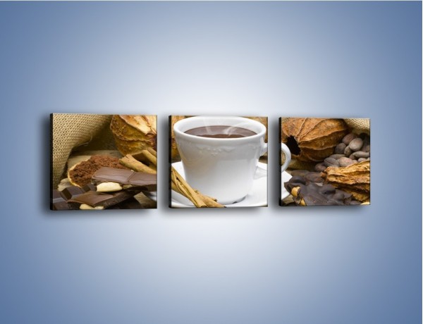 Obraz na płótnie – Kawa z orzechami i czekolada – trzyczęściowy JN387W1