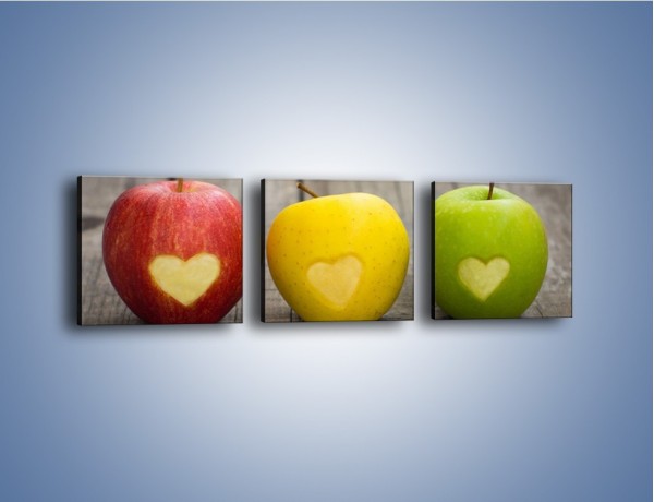 Obraz na płótnie – Miłość do jabłek – trzyczęściowy JN410W1
