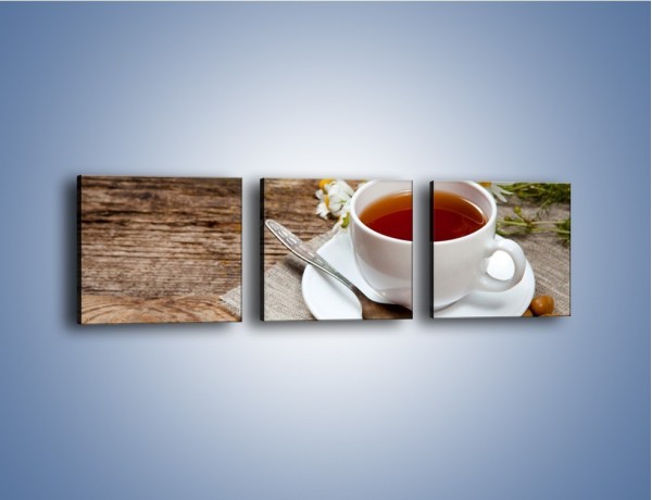 Obraz na płótnie – Herbata wśród stokrotek – trzyczęściowy JN413W1