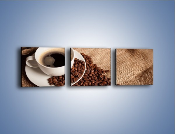 Obraz na płótnie – Kawa na białym spodku – trzyczęściowy JN430W1