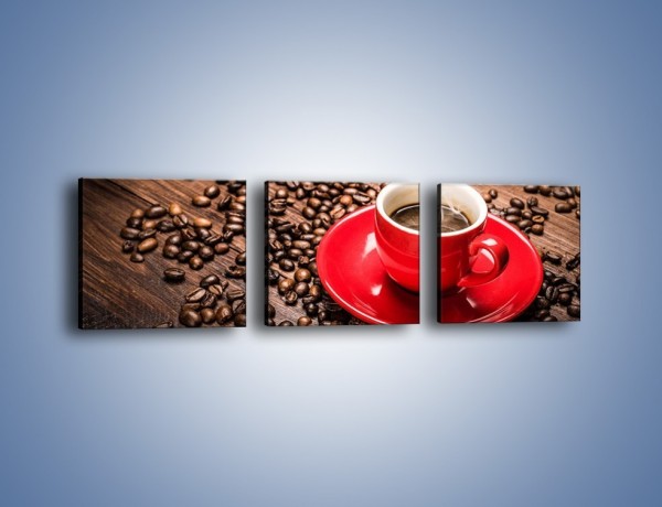 Obraz na płótnie – Kawa w czerwonej filiżance – trzyczęściowy JN441W1