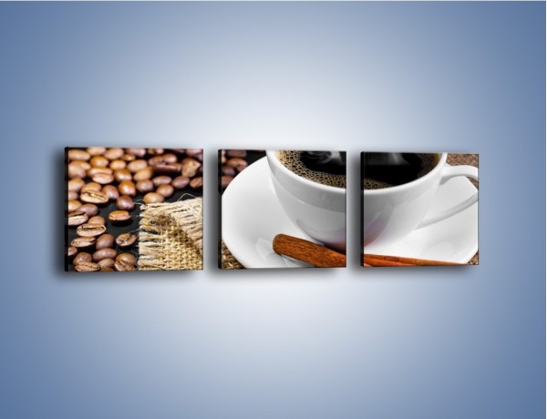 Obraz na płótnie – Kawa z cynamonową laską – trzyczęściowy JN456W1