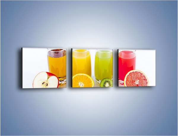 Obraz na płótnie – Świeże soki dla dzieci z owoców – trzyczęściowy JN579W1