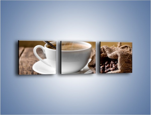 Obraz na płótnie – Filiżanka kawy z małą łyżeczką – trzyczęściowy JN598W1