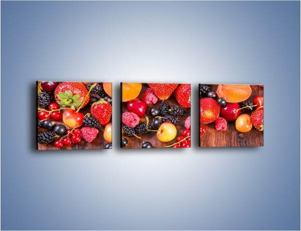 Obraz na płótnie – Stół do polowy wypełniony owocami – trzyczęściowy JN721W1