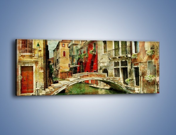 Obraz na płótnie – Mostek nad kanałem w Wenecji vintage – jednoczęściowy panoramiczny AM688