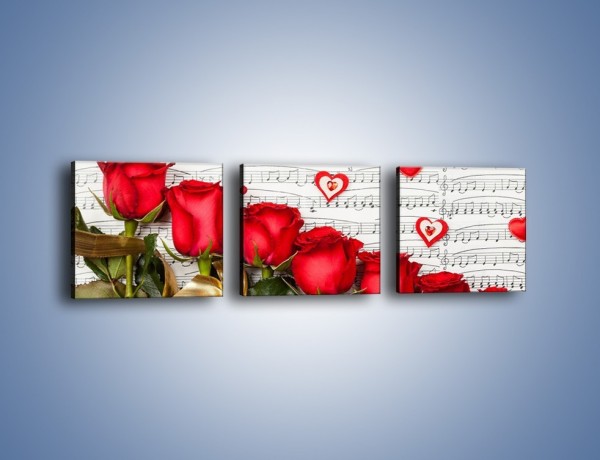Obraz na płótnie – Miłosne melodie wśród róż – trzyczęściowy K717W1