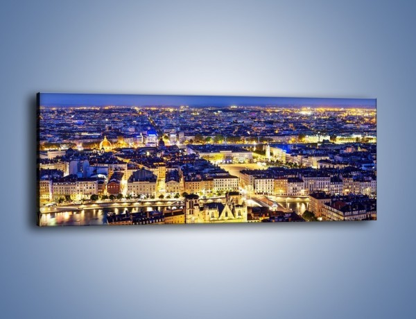 Obraz na płótnie – Nocna panorama Lyonu – jednoczęściowy panoramiczny AM707