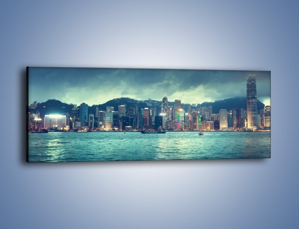 Obraz na płótnie – Linia nabrzeża Hong Kongu – jednoczęściowy panoramiczny AM708