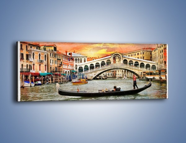 Obraz na płótnie – Most Rialto w Wenecji w stylu vintage – jednoczęściowy panoramiczny AM711