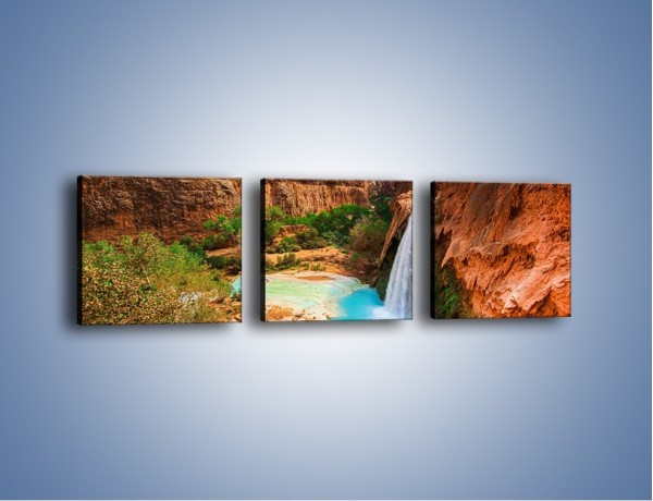 Obraz na płótnie – Kanion z błękitną wodą – trzyczęściowy KN1076W1