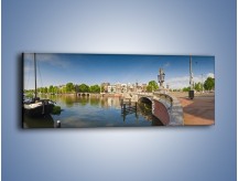 Obraz na płótnie – Most Blauwbrug w Amsterdamie – jednoczęściowy panoramiczny AM713