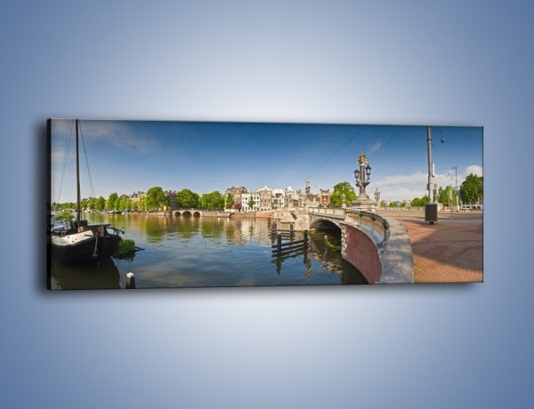 Obraz na płótnie – Most Blauwbrug w Amsterdamie – jednoczęściowy panoramiczny AM713