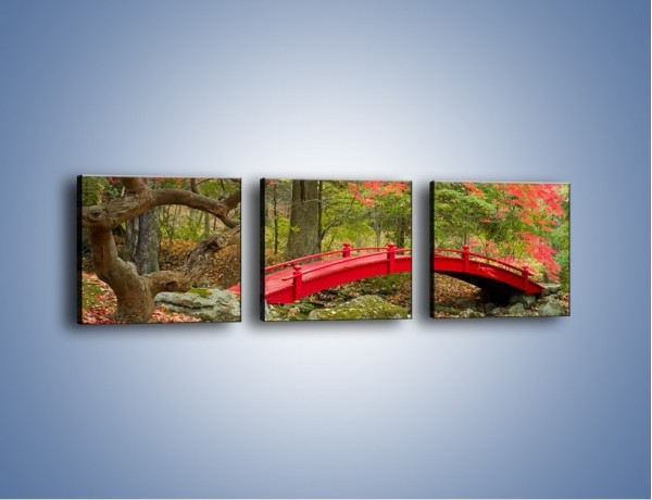 Obraz na płótnie – Czerwony most czy czerwone drzewo – trzyczęściowy KN1122AW1