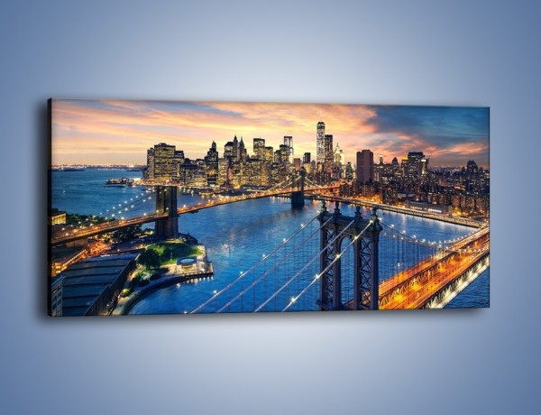Obraz na płótnie – Nowojorskie mosty – jednoczęściowy panoramiczny AM719
