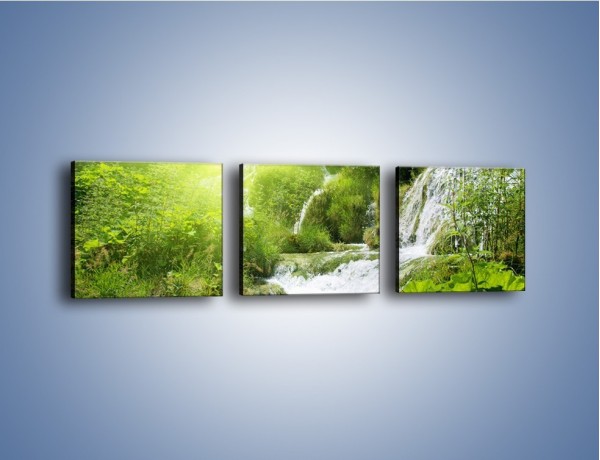 Obraz na płótnie – Wodospad ukryty w zieleni – trzyczęściowy KN228W1