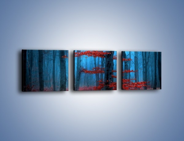 Obraz na płótnie – Czerwień w lesie – trzyczęściowy KN897W1