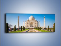 Obraz na płótnie – Taj Mahal pod błękitnym niebem – jednoczęściowy panoramiczny AM750