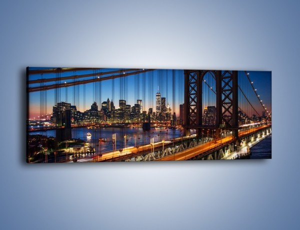 Obraz na płótnie – Nowojorskie mosty na tle Manhattanu – jednoczęściowy panoramiczny AM751