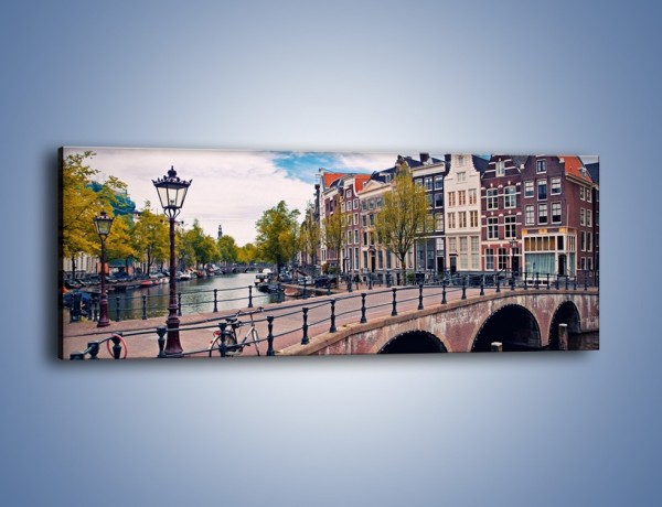 Obraz na płótnie – Kanał i most amsterdamski – jednoczęściowy panoramiczny AM759